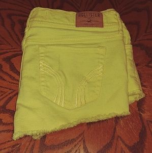 Yellow Distressed Denim Shorts